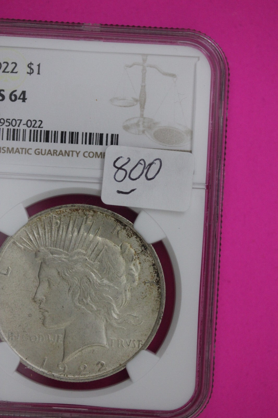 1922 P MS 64 Liberty Peace Silver Dollar NGC Certified Graded Authentic Coin 800