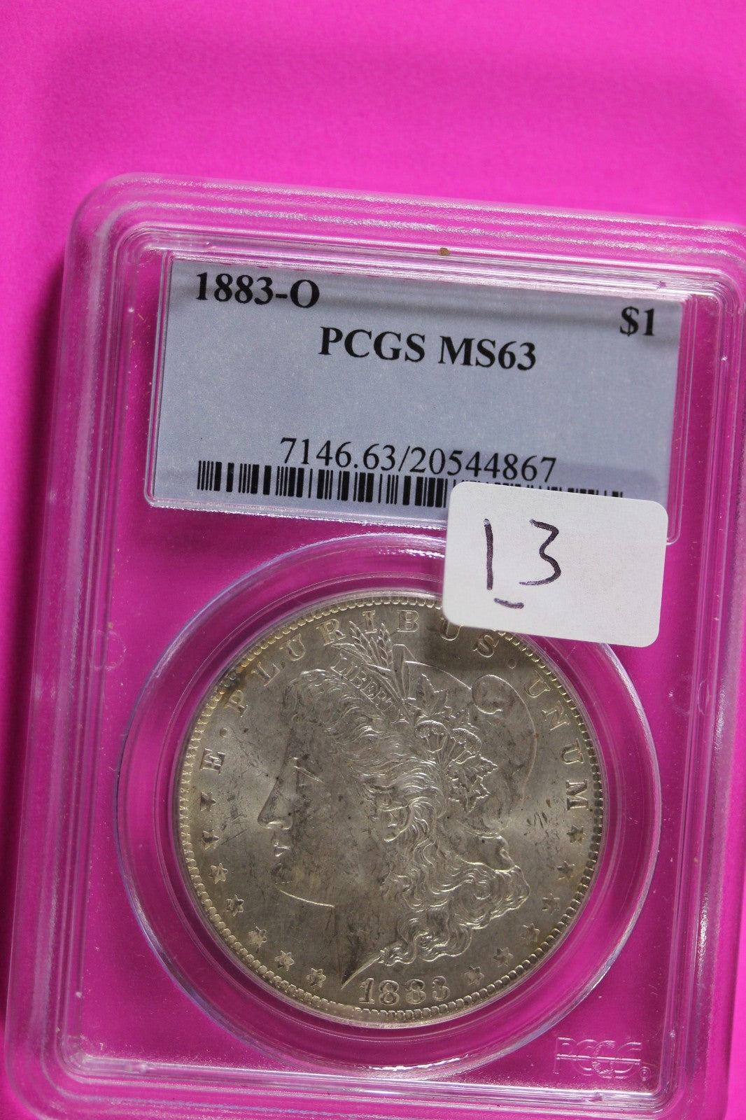 1883 O MS 63 Liberty Morgan Silver Dollar PCGS Graded Authentic Certified 13