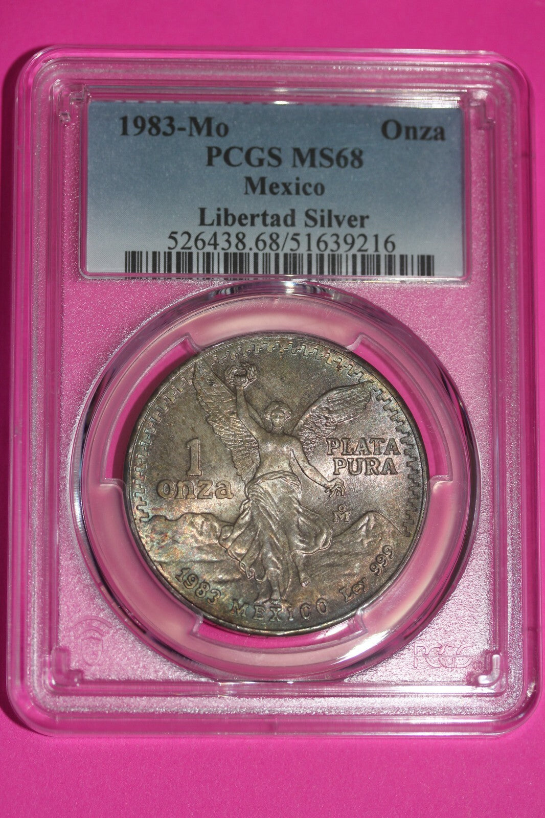 Toned 1983 MS 68 Libertad Mexico 1 OZ Silver Coin PCGS Certified Authentic 222