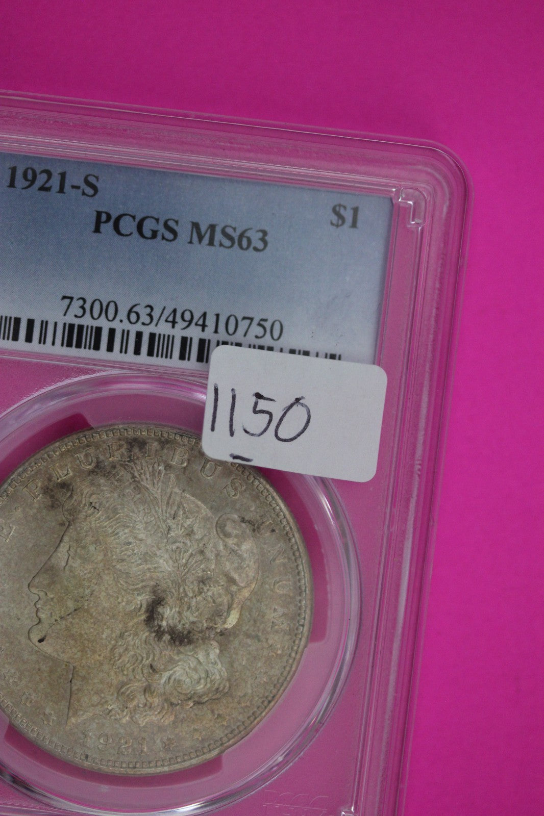 1921 S MS 63 Liberty Morgan Silver Dollar PCGS Certified Authentic Slab 1150