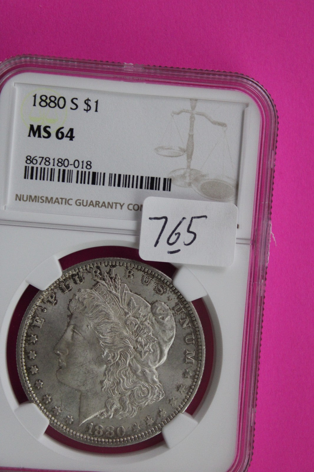 1880 S MS 64 Liberty Morgan Silver Dollar NGC Certified Graded Authentic 765