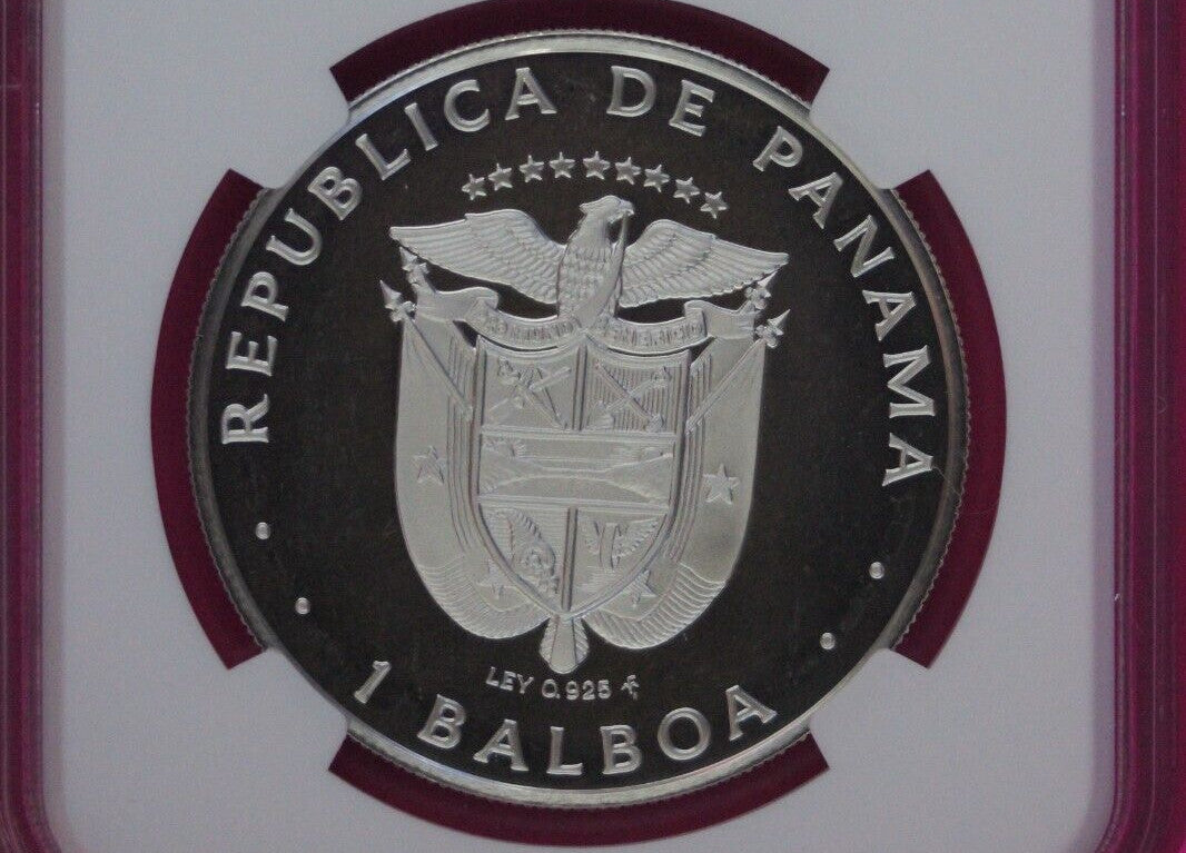 1976 Panama PF 68 Ultra Cameo Proof Silver Balboa NGC Certified Graded Slab 1072