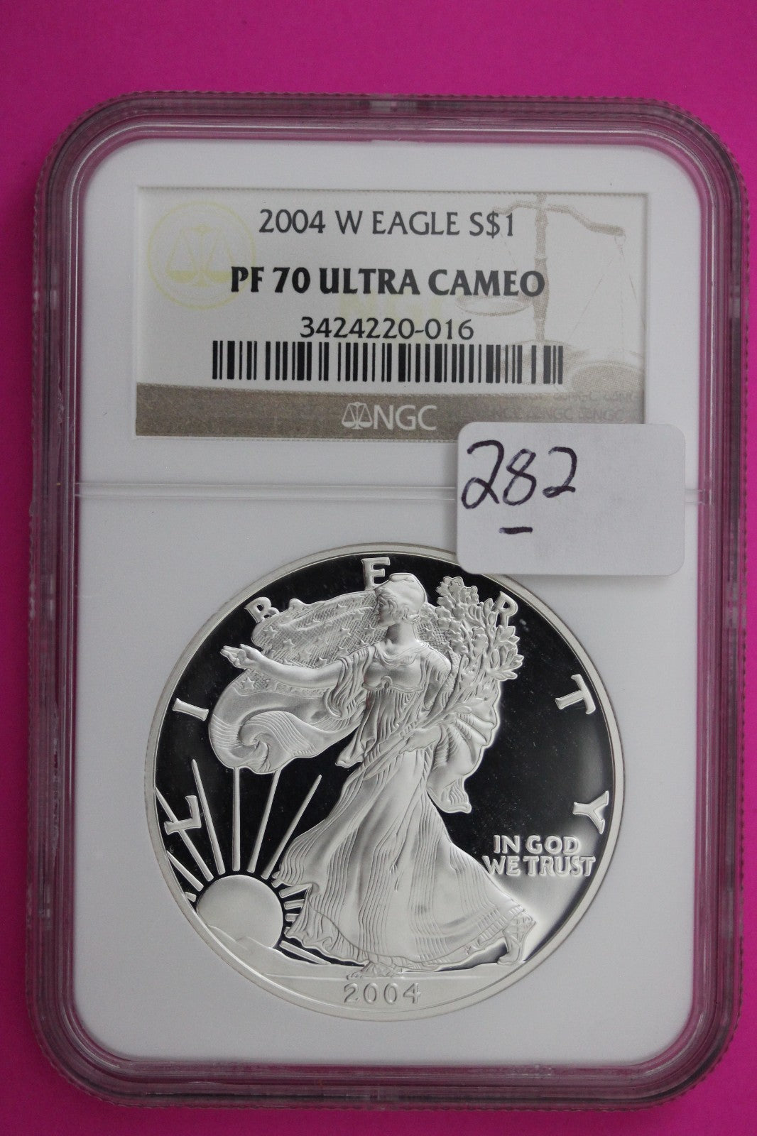 2004 W PF 70 Proof DCAM Silver American Eagle NGC Certified Authentic Graded 282