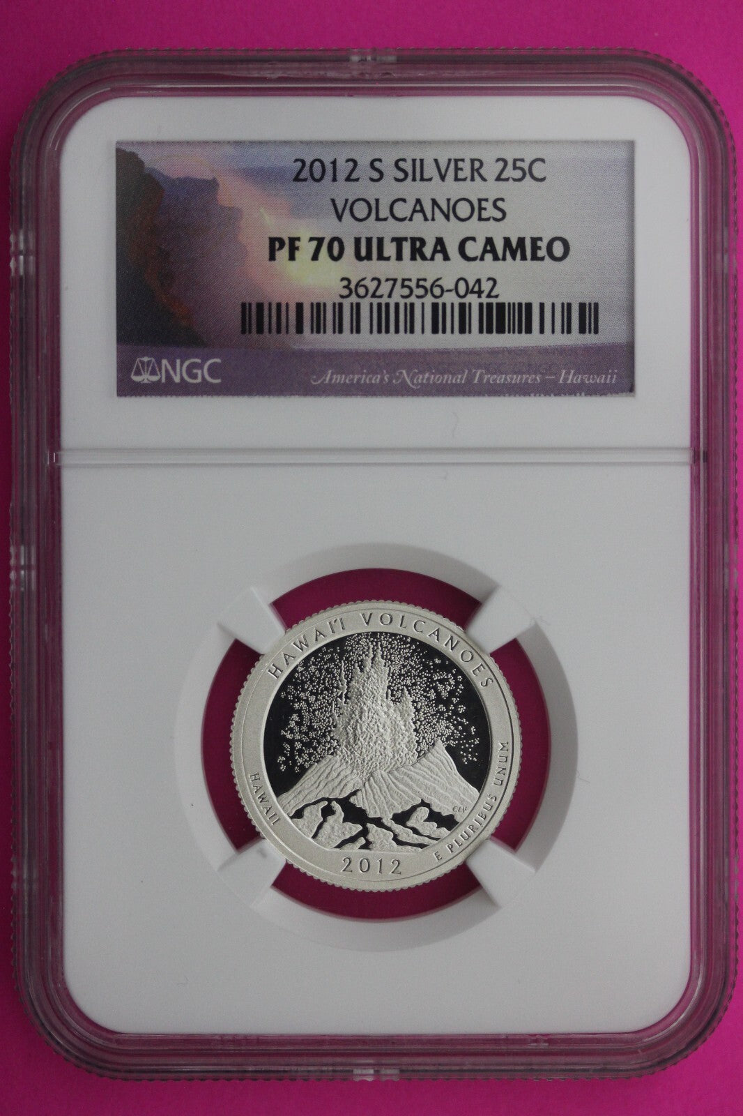 2012 S PF 70 Silver Quarter Hawaii Volcanoes NGC Graded Certified Slab 455