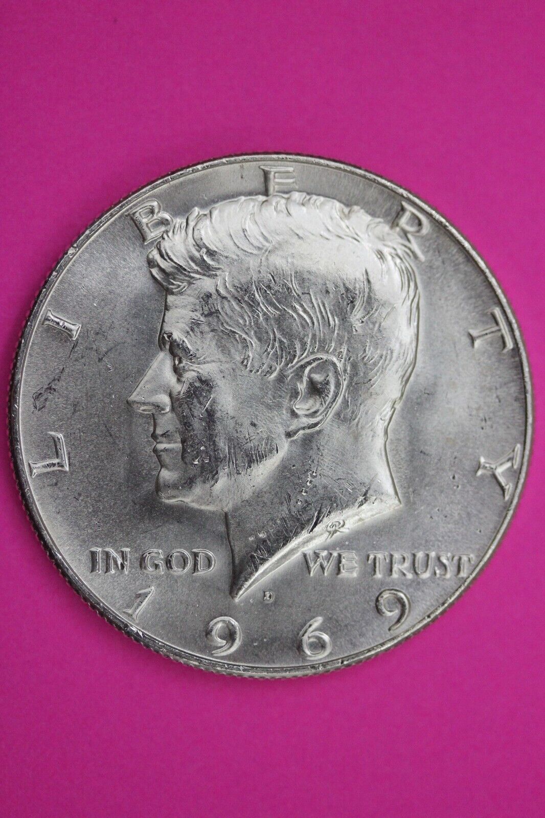 Gem BU 1969 D John F Kennedy Half Dollar 40% Silver Same Coin In Pics TOM 03
