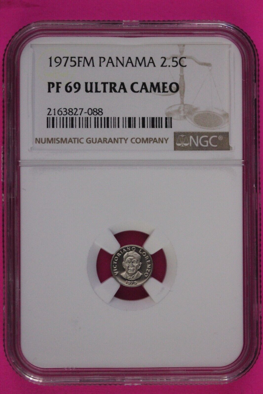 1975 Panama PF 69 Ultra Cameo Proof 2.5 Centesimos Coin NGC Certified Slab 795