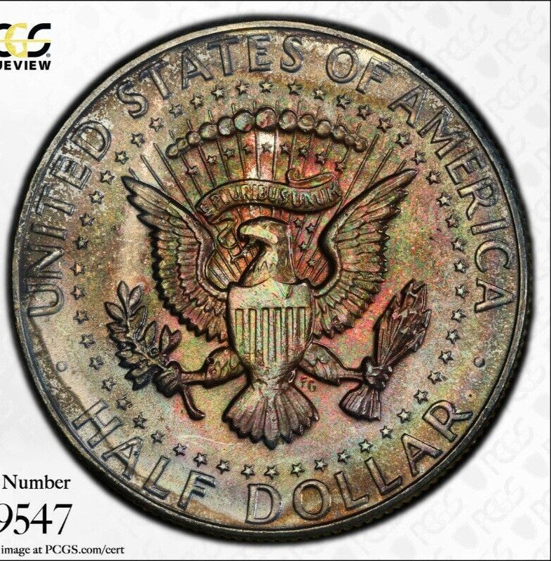 Toned 1965 Silver MS 65 John F Kennedy Silver Half Dollar PCGS Graded Slab 136