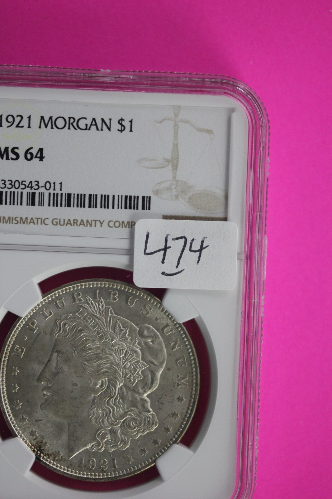 1921 P MS 64 Liberty Morgan Silver Dollar NGC Certified Graded Slab 474
