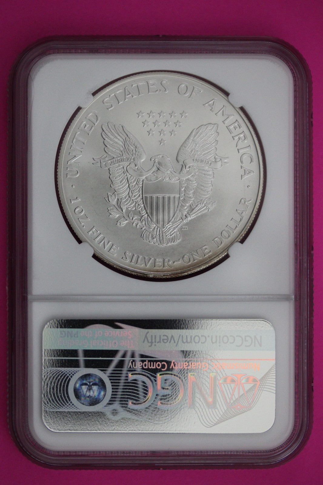 Obverse Struck Thru 2002 MS 69 Silver Eagle 1 OZ .999 Silver NGC Graded 165