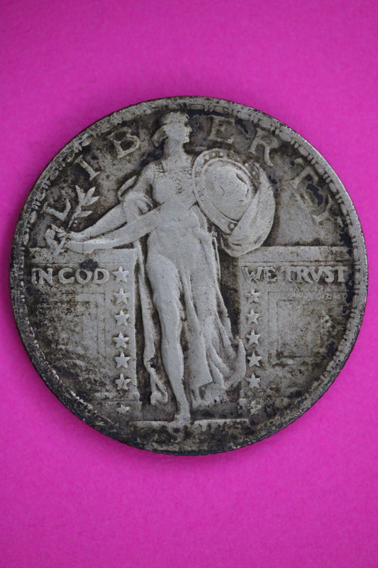 1924 P Standing Liberty Quarter Silver Guaranteed Authentic & Genuine Coin 2996