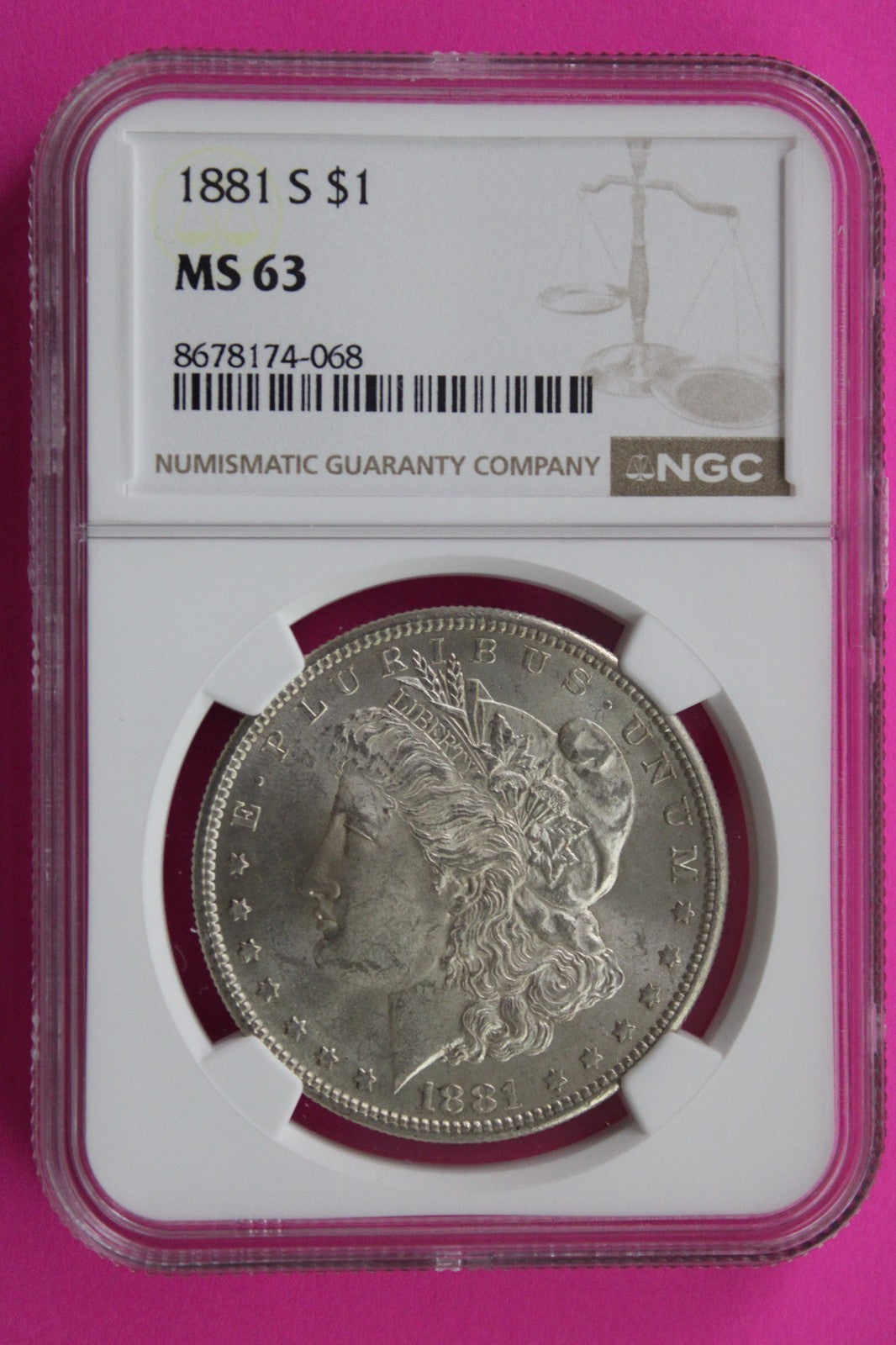 1881 S MS 63 Liberty Morgan Silver Dollar NGC Certified Graded Authentic 779