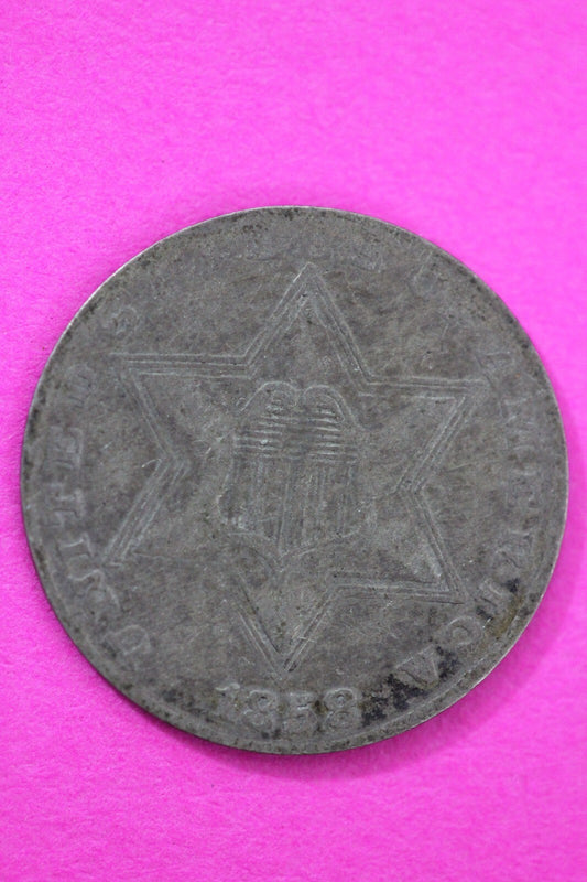 1858 Trime 3 Three Cent Silver Dime Exact Coin Shown In Pics Semi Key Date 99