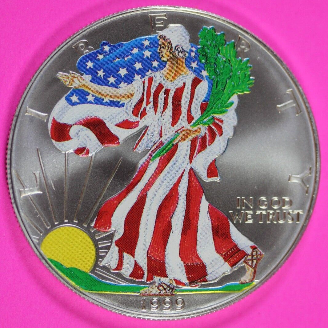 Colorized 1999 American Silver Eagle 1 Ounce .999 Fine Exact Coin Shown 170