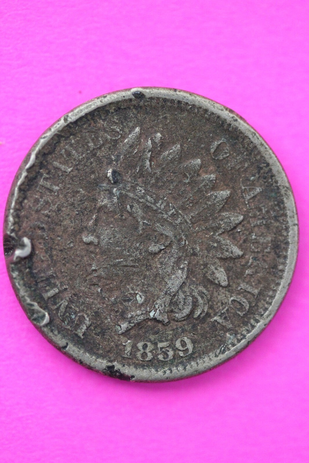 1859 Copper Nickel Indian Head Cent Penny Early Type Coin Exact Coin Pictured 68