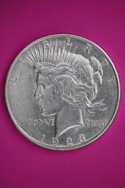1923 D Peace Lady Liberty Semi Key Date Silver Dollar Guaranteed Authentic 2707