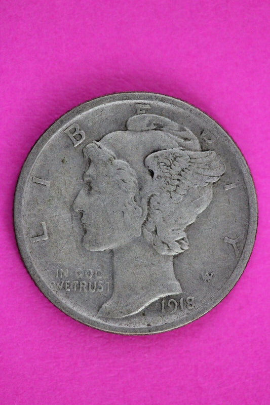 1918 D Mercury Winged Liberty Dime Semi Key Date Exact Same Coin In Pics 102