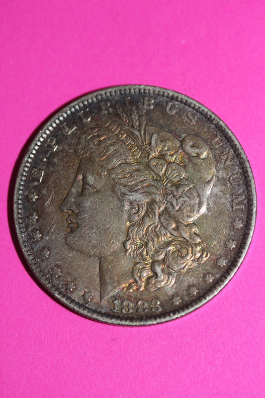 Rainbow Toned High Grade 1883 O Morgan Liberty Silver Dollar New Orleans 156
