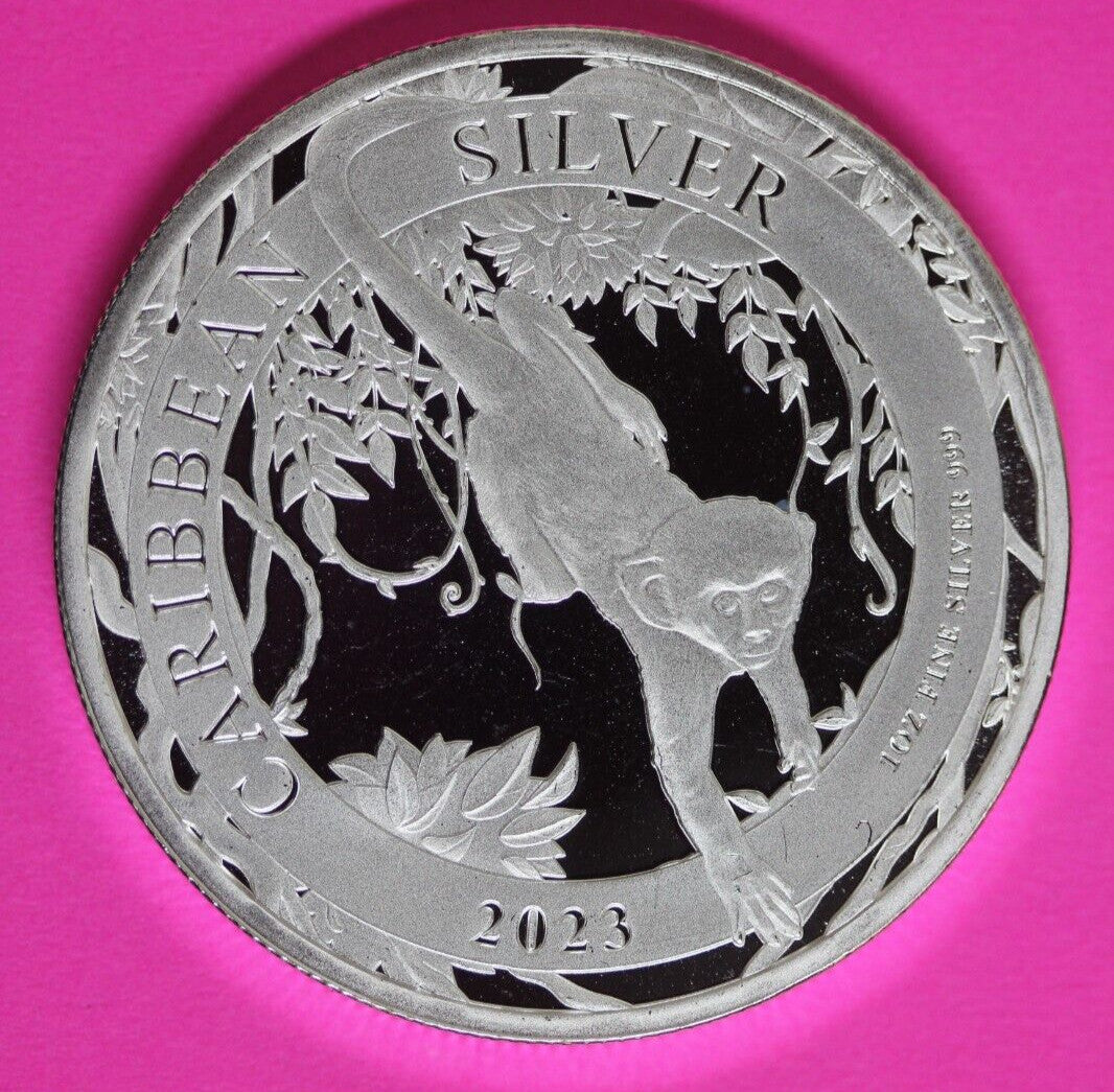 Gem BU 2023 Barbados Monkey 1 OZ Silver Coin .999 Fine $1.00 Same Coin In Pic 37