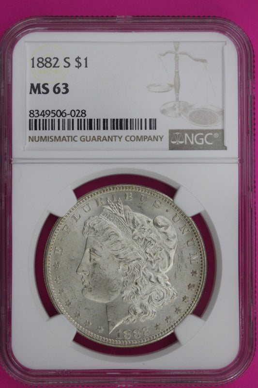 1882 S MS 63 Liberty Morgan Silver Dollar NGC Certified Graded Authentic 1241