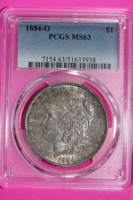 Nicely Toned 1884 O MS 63 Liberty Morgan Silver Dollar PCGS Certified Slab 751
