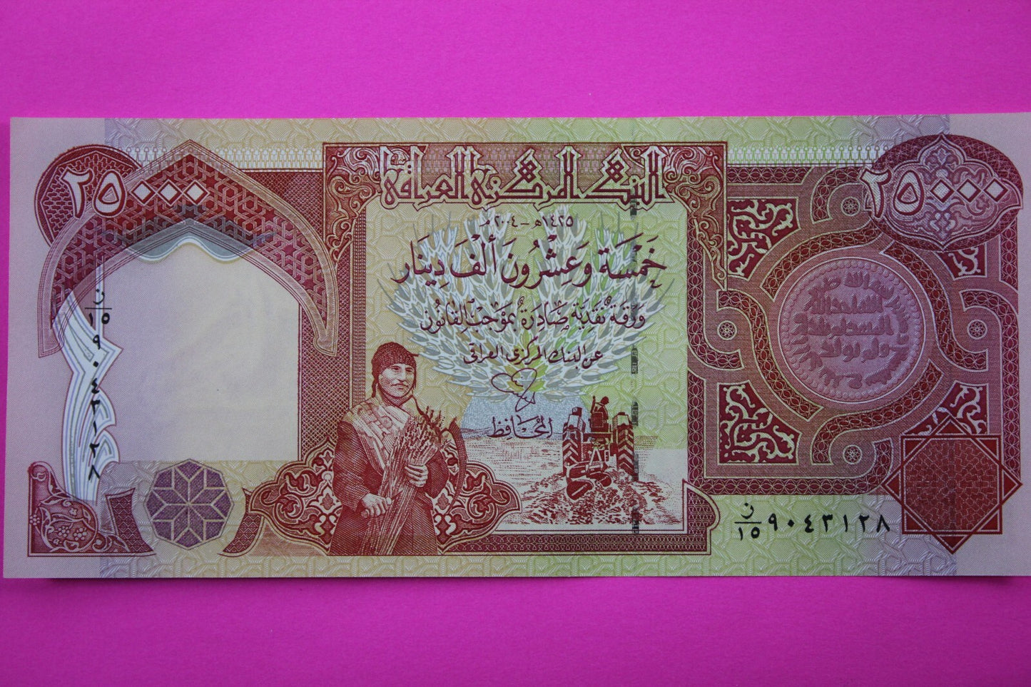 2003 25,000 Dinar Iraq Central Bank Crisp Uncirculated You Get Note in Pics 02