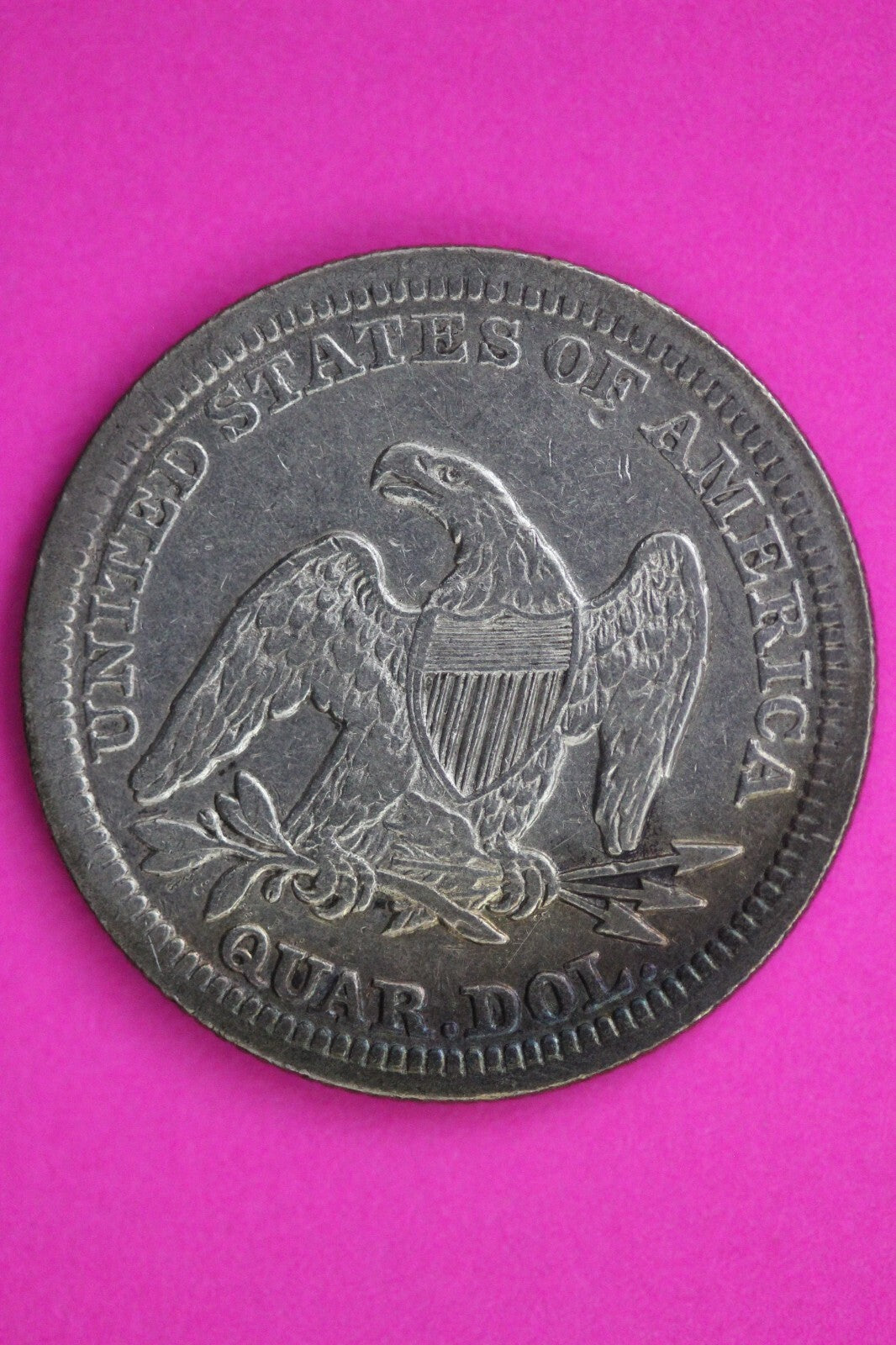 1854 P Seated Liberty Silver Quarter Mint Errors OBV Rim Cuds Genuine Coin 0568N