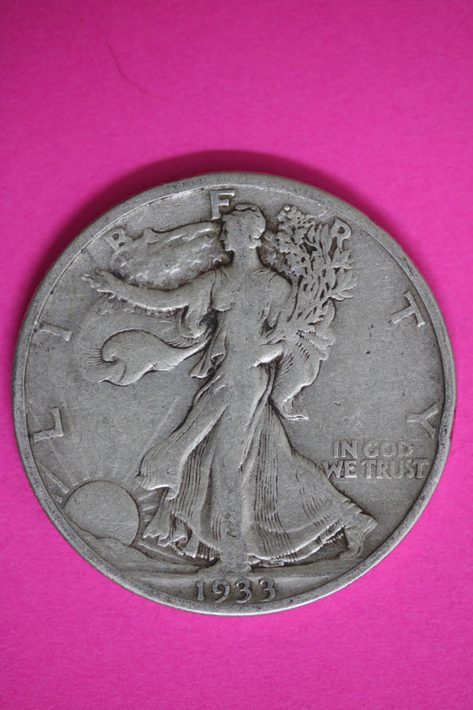 1933 S Walking Liberty Half Dollar Scarce Semi Key Date Silver Coin 51