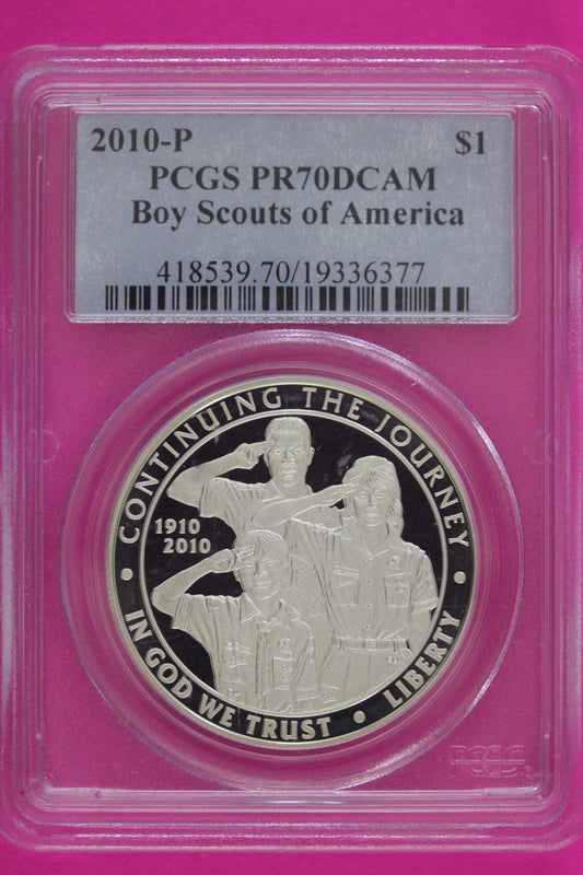 2010 P PR 70 DCAM Boy Scouts Of America Commemorative Silver Dollar PCGS 143