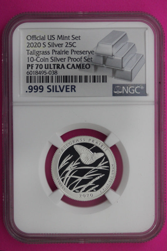 2020 S  PF 70 Silver Quarter Tallgrass Praire Preserve NGC From Mint Set 439