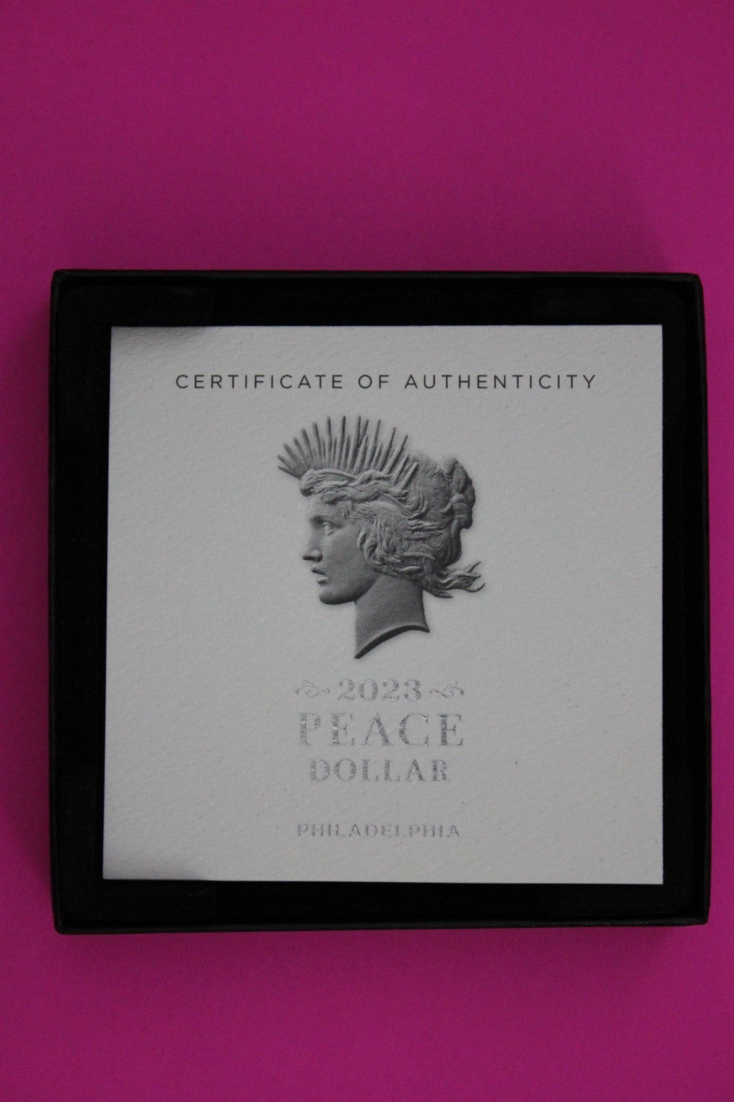 Gem Brilliant Uncirculated 2023 Peace P Silver Dollar 999 Fine Mint Box COA 6012