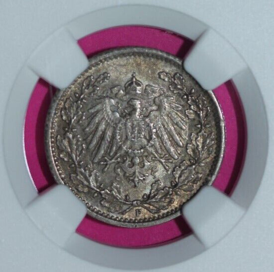 Toned 1917 F AU 58 Germany 1/2 Mark NGC Graded Certified Authentic Slab 1456