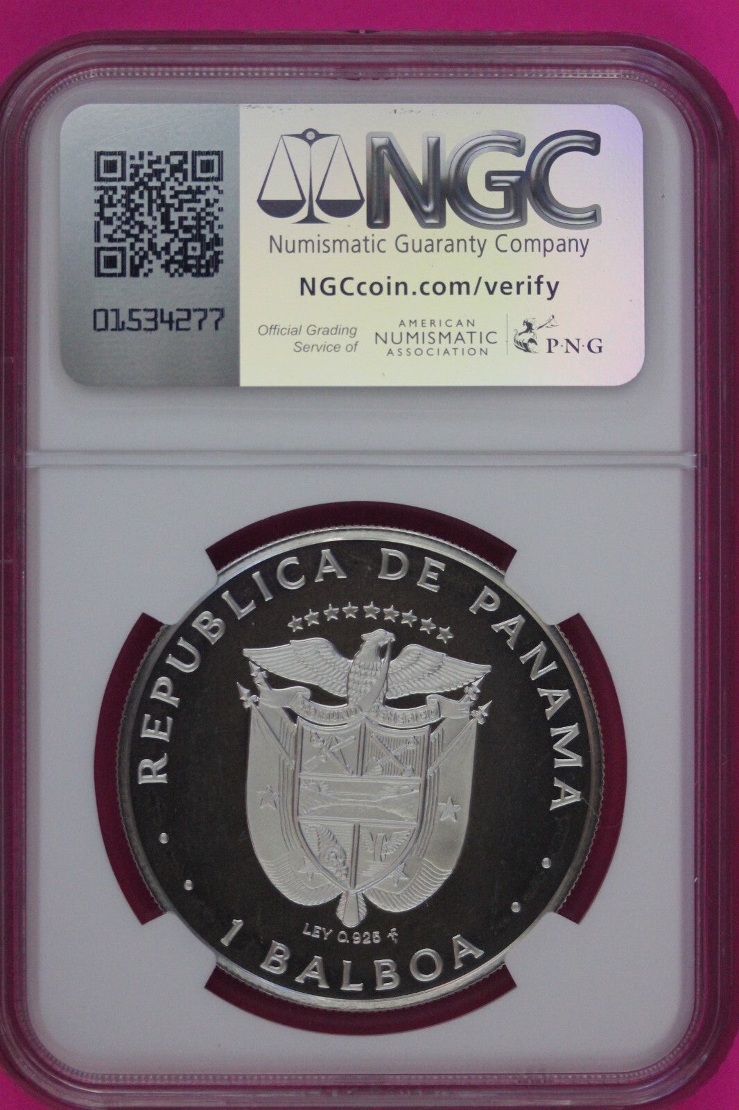 1976 Panama PF 68 Ultra Cameo Proof Silver Balboa NGC Certified Graded Slab 1072