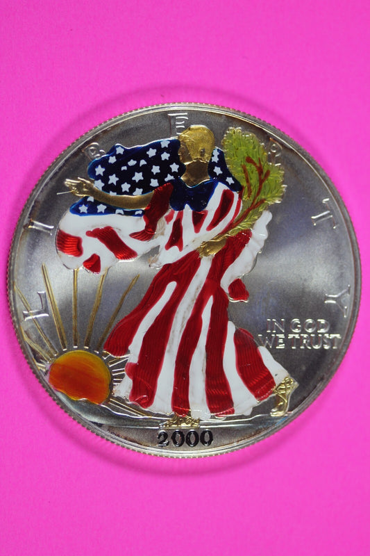 Colorized 2000 American Silver Eagle 1 Ounce .999 Fine Exact Coin Shown 164