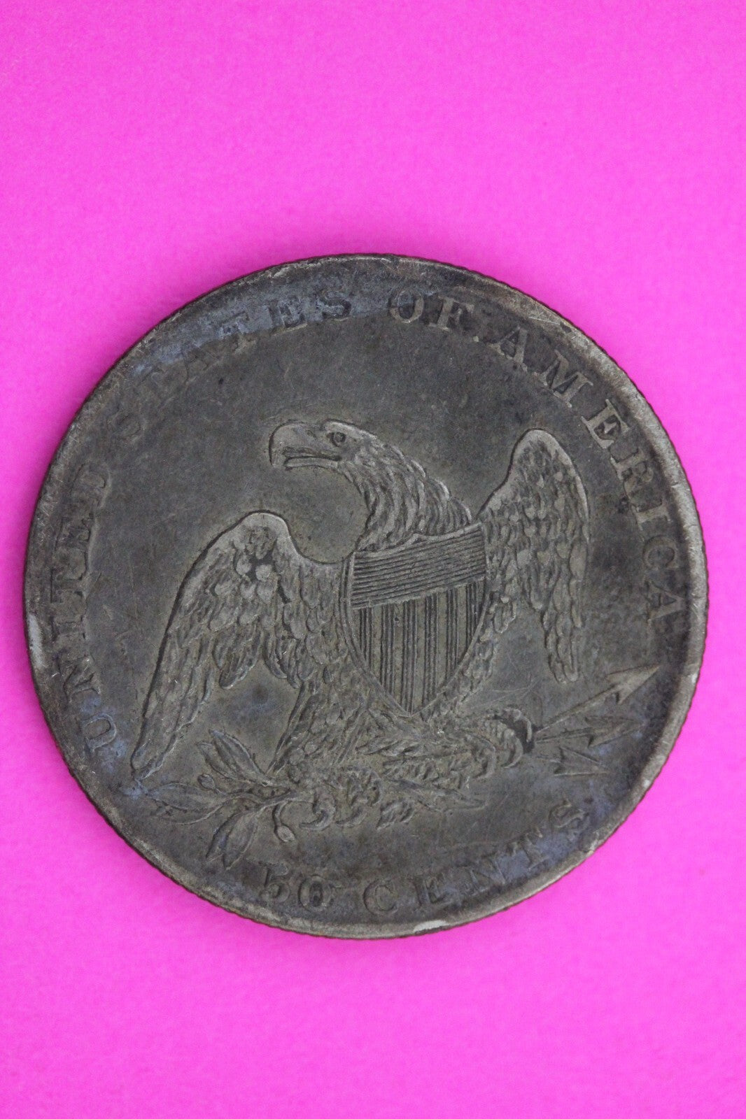 Hi Grade 1837 Capped Bust Half Dollar Heavy Clashing O-102 R4 Very Rare Coin 46