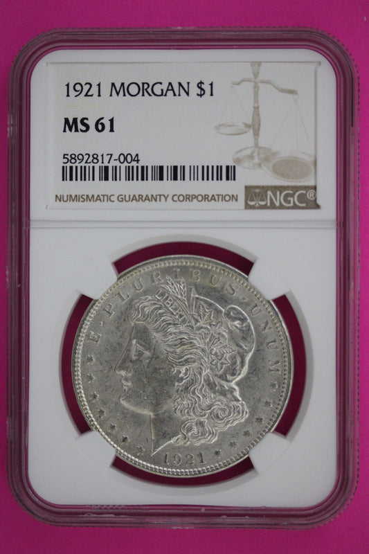 1921 P MS 61 Liberty Morgan Silver Dollar NGC Certified Graded Authentic 966