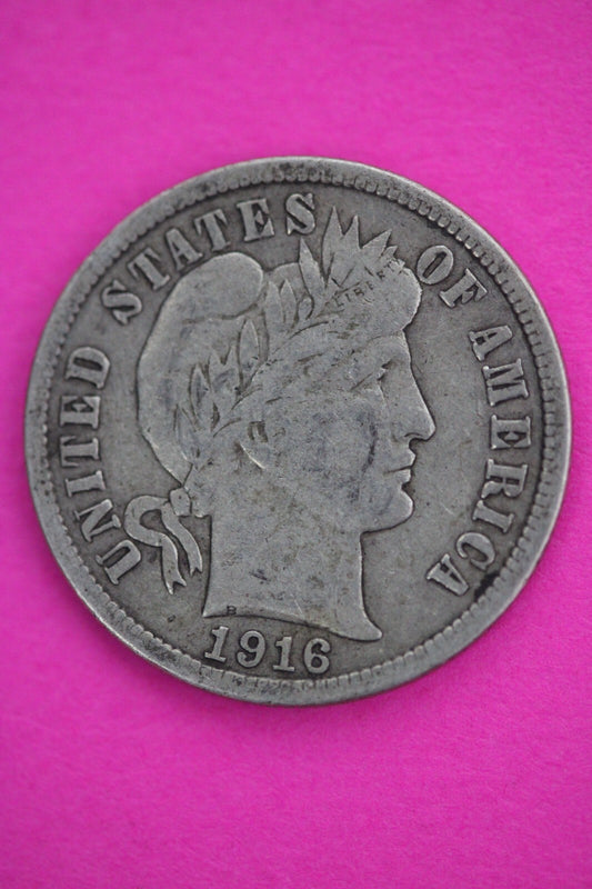 1916 P Barber Liberty Dime Scarce Semi Key Date Silver Coin Philadelphia Mint 05