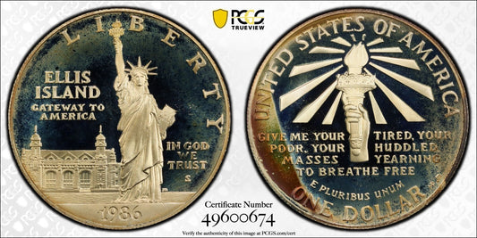 Toned 1986 S PR 68 DCAM Statue Of Liberty Commemorative Silver Dollar PCGS 447