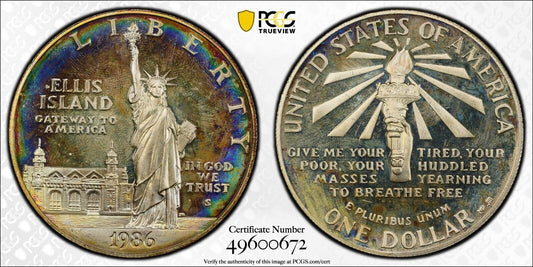Toned 1986 S PR 67 DCAM Statue Of Liberty Commemorative Silver Dollar PCGS 437