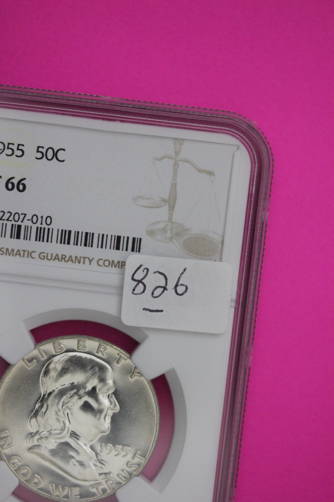 1955 PF 66 Ben Franklin Silver Proof Half Dollar NGC Graded Certified Slab 826