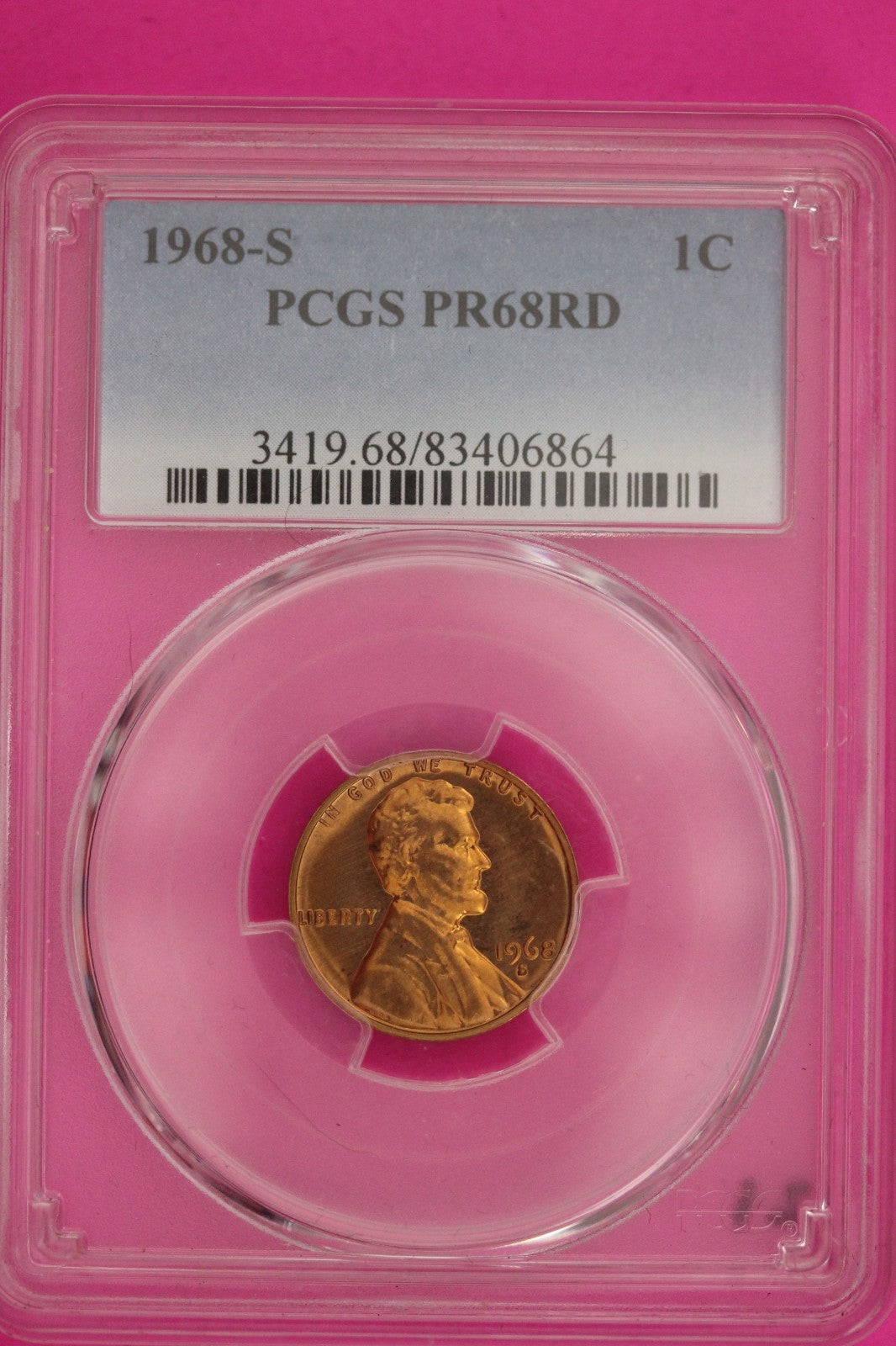 1968 S PR 68 Red Abraham Lincoln Memorial Cent DCAM PCGS Certified Graded 1282
