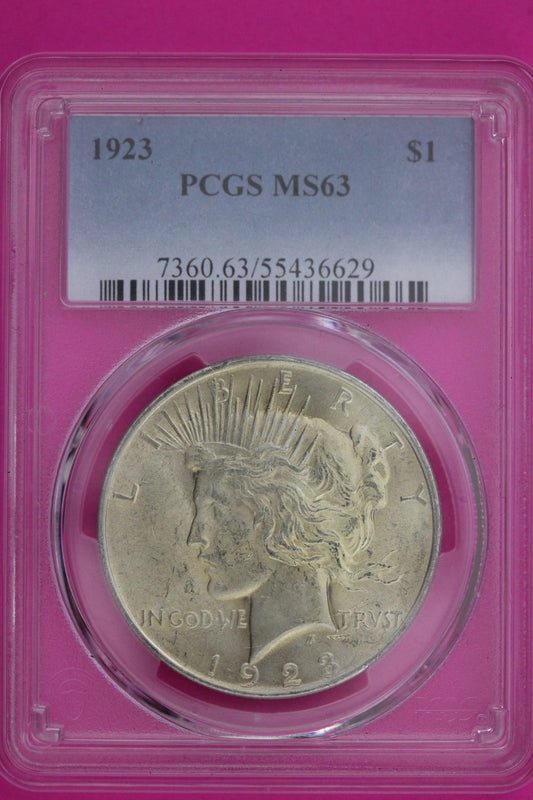 1923 P MS 63 Liberty Peace Silver Dollar PCGS Certified Graded Authentic 1201