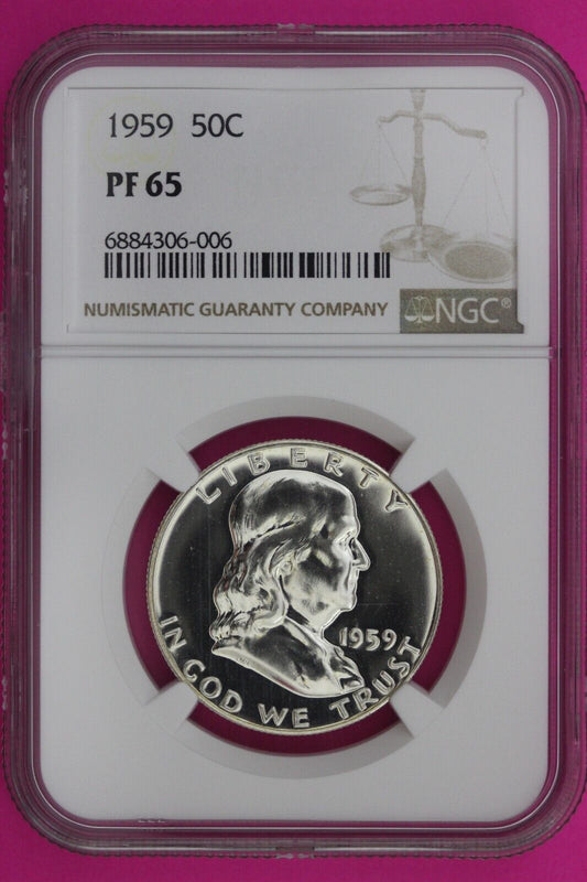 1959 PF 65 Ben Franklin Half Dollar NGC Graded Certified Authentic Slab 1132