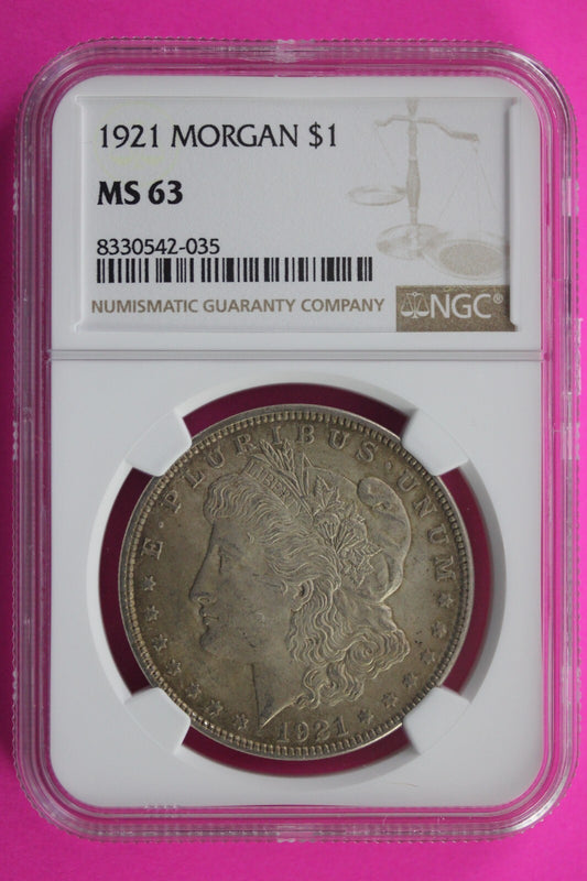 1921 P MS 63 Liberty Morgan Silver Dollar NGC Certified Graded Authentic Slab 80