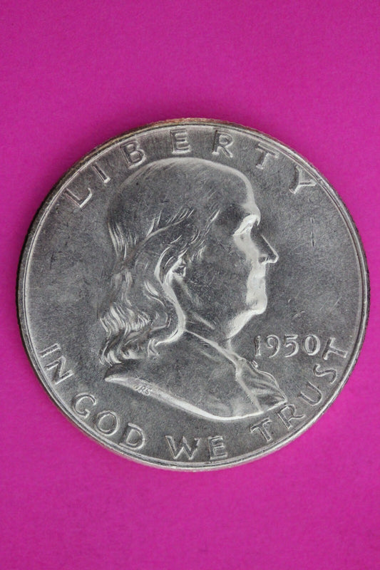 1950 P Ben Franklin Silver Half Dollar FBL Exact Coin Shown Authentic N475