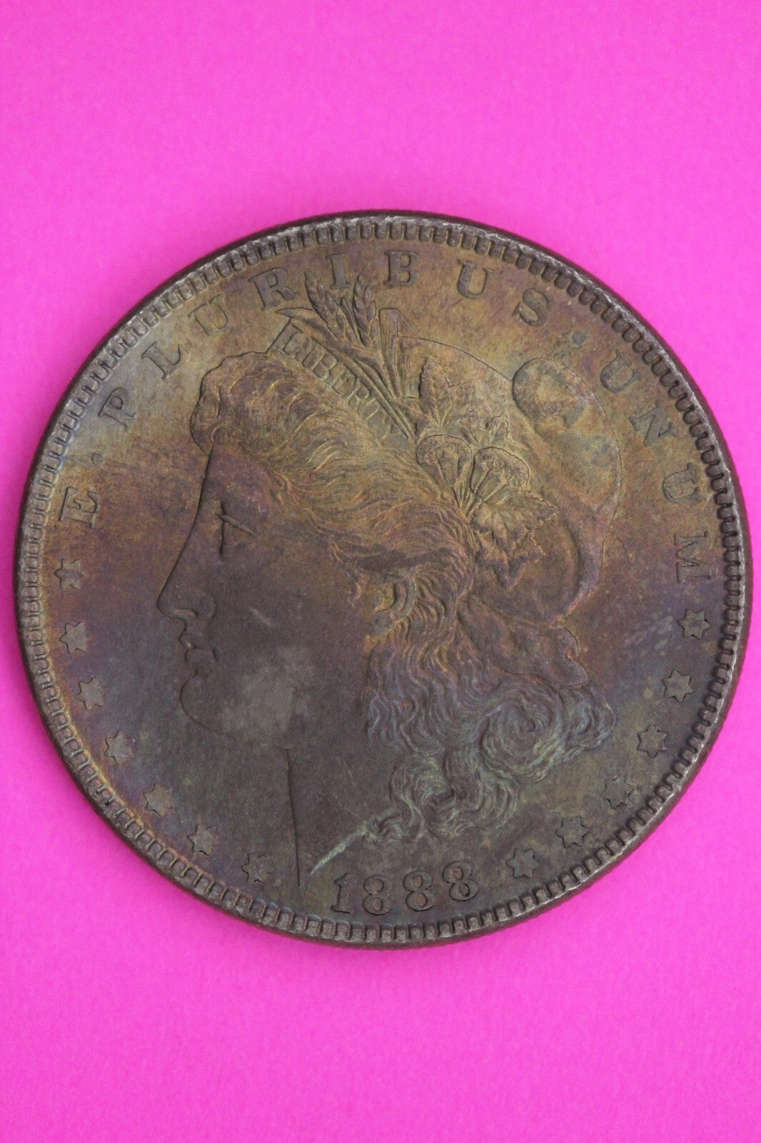 Rainbow Toned 1888 P Liberty Morgan Silver Dollar Coin Guaranteed Authentic 120N