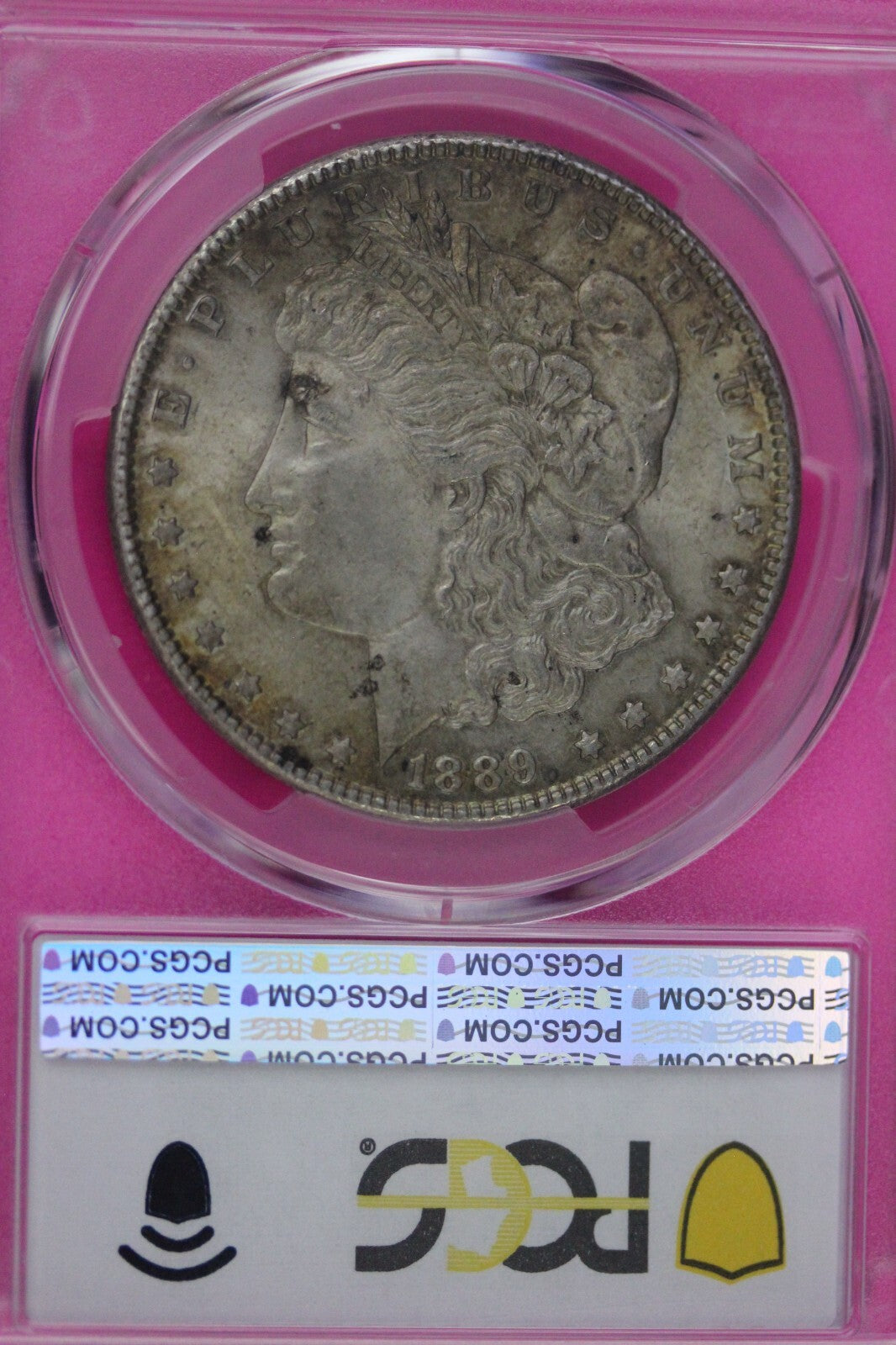 Toned 1889 P MS 62 Morgan Liberty Silver Dollar PCGS Certified Slab 39