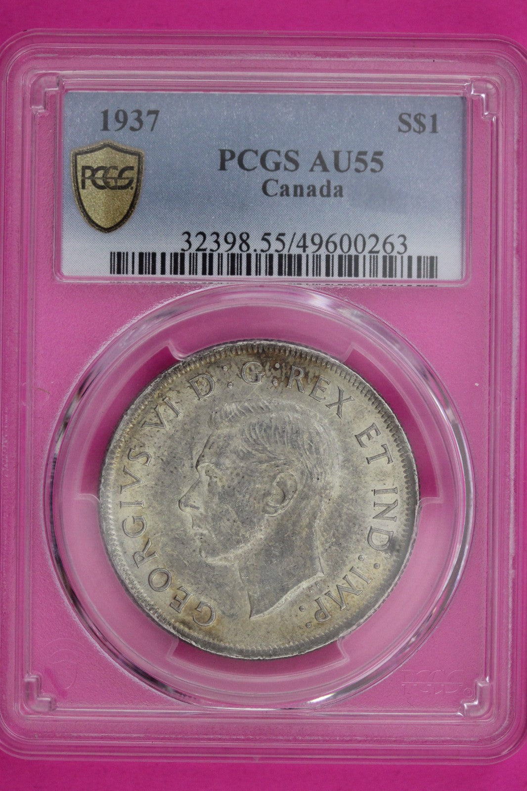 1937 AU 55 Canada Silver Dollar PCGS Graded Certified Authentic Coin Slab 1217