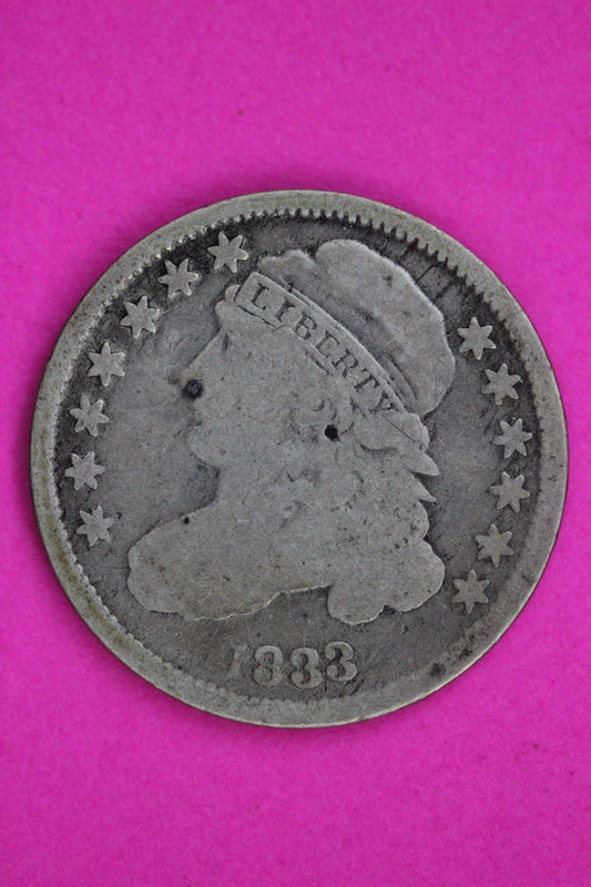 1833 Bust Capped Dime Lady Liberty Silver Coin Guaranteed Authentic Genuine 1535