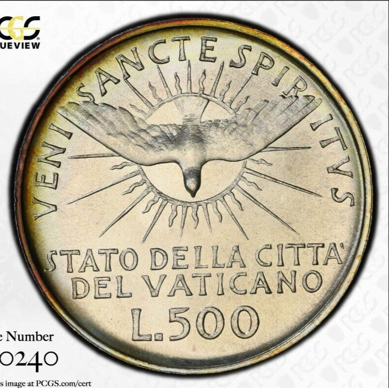 Golden Toned 1963 MS 66 Vatican City Sede Vacante 500 Lire PCGS Certified 723