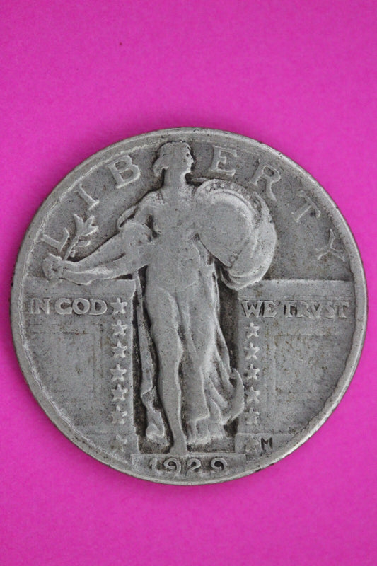 1929 P Standing Liberty Silver Quarter Guaranteed Authentic & Genuine Coin 1227